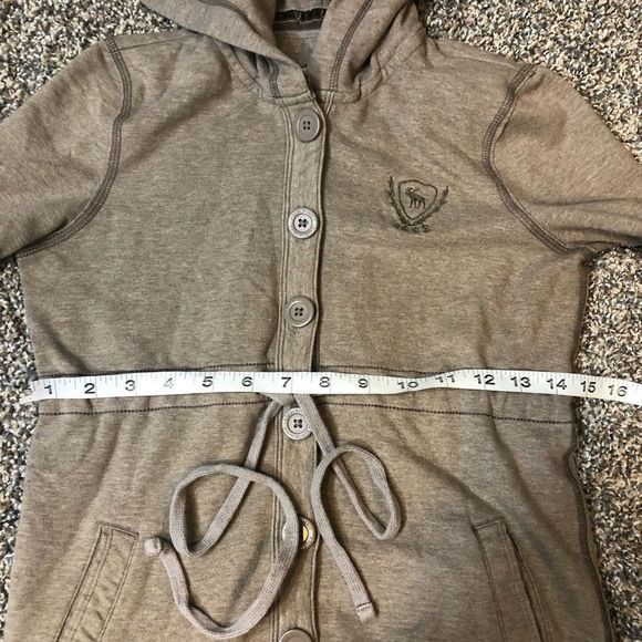 ABERCROMBIE AND FITCH AUNTHENTIV VINTAGE TAN HOODED BUTTON FRONT COTTON JACKET - Picture 4 of 8